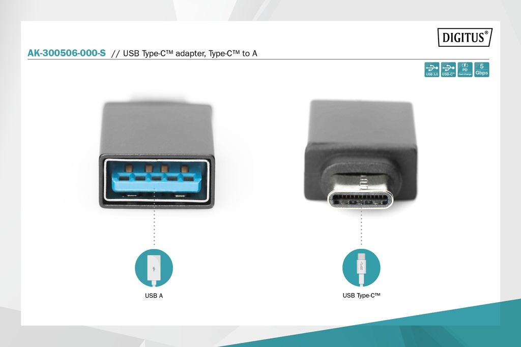DIGITUS Adattatore USB, Type-C™ su A